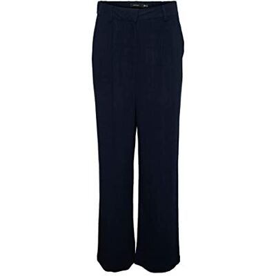 VERO MODA VMTIRAVER MR Wide Linen Pantalon pour femme, bleu marine, MW/32L, Blazer bleu marine., 32W / 32L VERO MODA VMTIRAVER MR Wide Linen Pantalon pour femme, bleu marine, MW/32L, Blazer bleu marine., 32W / 32L