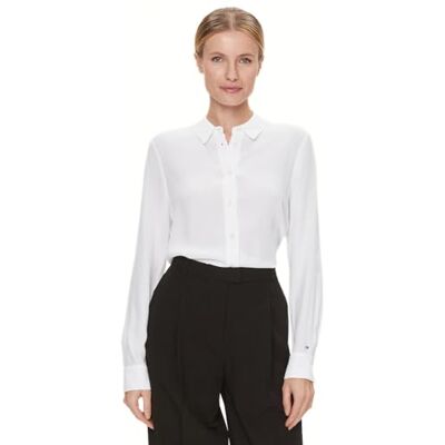 Tommy Hilfiger Chemise en Crêpe Viscose Fluide Chemises décontractées Femme Tommy Hilfiger Chemise en Crêpe Viscose Fluide Chemises décontractées Femme