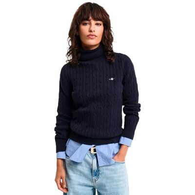 GANT Câble en Coton Stretch À Col Roulé Sweater Femme GANT Câble en Coton Stretch À Col Roulé Sweater Femme