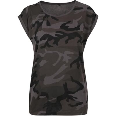 Build Your Brand Ladies Extended Shoulder Camo Tee T-Shirt Femme, Motif Camouflage Foncé, 3XL Build Your Brand Ladies Extended Shoulder Camo Tee T-Shirt Femme, Motif Camouflage Foncé, 3XL