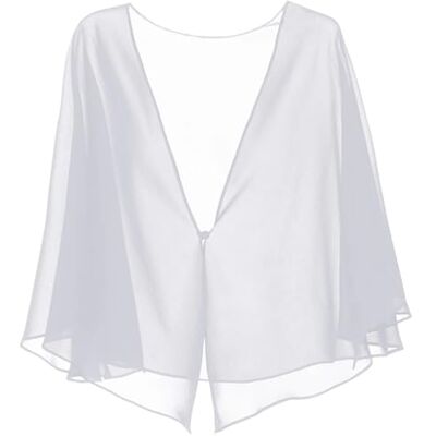 JTKSSCS Boléro pour femme en mousseline de soie avec bouton, cape douce et décontractée pour femme, robe de soirée JTKSSCS Boléro pour femme en mousseline de soie avec bouton, cape douce et décontractée pour femme, robe de soirée