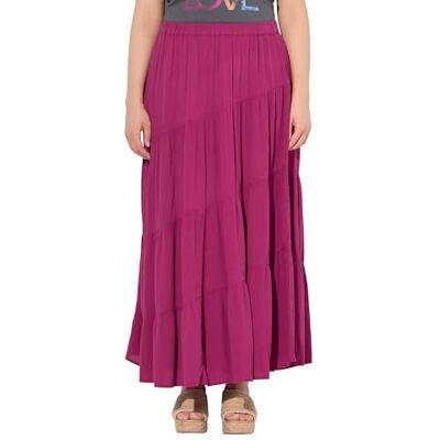 Ulla Popken Jupe maxi pour femme Grandes tailles Grandes tailles Plus Size Coutures diagonales Ligne A Taille élastique, Magnolia rouge, 46-48 Ulla Popken Jupe maxi pour femme Grandes tailles Grandes tailles Plus Size Coutures diagonales Ligne A Taille élastique, Magnolia rouge, 46-48