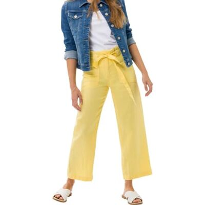 BRAX Pantalon court en lin pour femme Style Maine S, Banane, 34W / 30L BRAX Pantalon court en lin pour femme Style Maine S, Banane, 34W / 30L