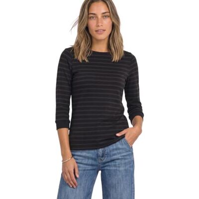 Street One T-shirt à manches 3/4 pour femme avec col bateau et rayures 3231519, Indigo Night, 48 Street One T-shirt à manches 3/4 pour femme avec col bateau et rayures 3231519, Indigo Night, 48