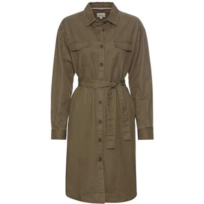 camel active Robe chemise pour femme avec ceinture en tissu, Kaki foncé., XXL camel active Robe chemise pour femme avec ceinture en tissu, Kaki foncé., XXL