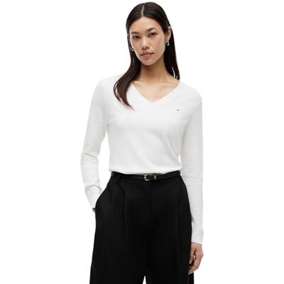 Tommy Hilfiger Co Jersey Stitch V-nk Sweater Ww0ww42049 Pull-over Femme Tommy Hilfiger Co Jersey Stitch V-nk Sweater Ww0ww42049 Pull-over Femme