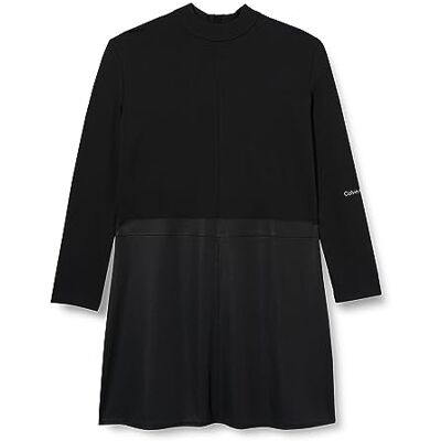 Calvin Jeans Robe trapèze Milano enduite grande taille pour femme Coupe ajustée et évasée, Black, XL Calvin Jeans Robe trapèze Milano enduite grande taille pour femme Coupe ajustée et évasée, Black, XL