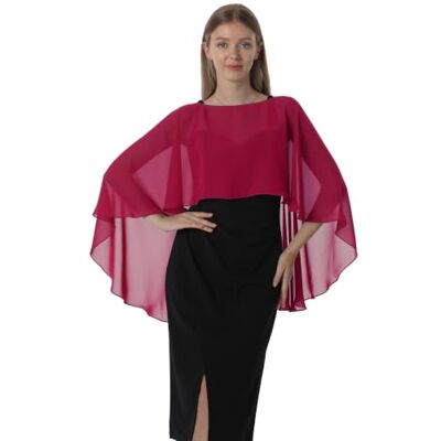 Hotshawl Capelets for women Chiffon Cape Shawls and Wraps for Evening Dress Wedding Capes Cover Up(Dark Red) Hotshawl Capelets for women Chiffon Cape Shawls and Wraps for Evening Dress Wedding Capes Cover Up(Dark Red)