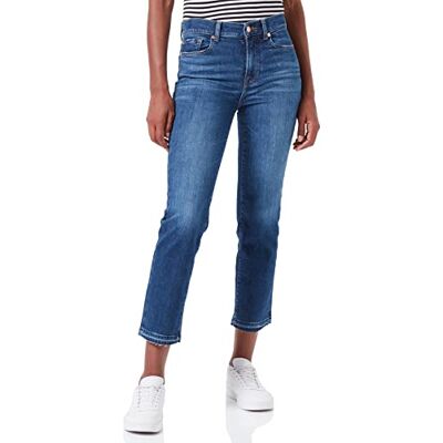 7 For All Mankind The Straight Crop Slim Illusion with Let Down Hem Jeans pour femme, bleu foncé, 25W / 25L 7 For All Mankind The Straight Crop Slim Illusion with Let Down Hem Jeans pour femme, bleu foncé, 25W / 25L