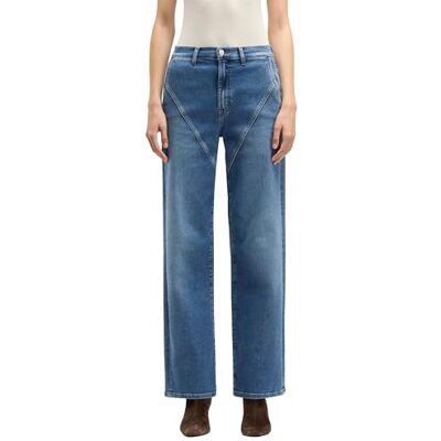 7 For All Mankind Stovepipe Straight Oceanstone avec détails cousus, Bleu moyen., 23W 7 For All Mankind Stovepipe Straight Oceanstone avec détails cousus, Bleu moyen., 23W