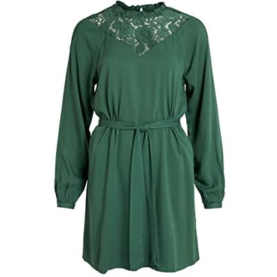 VILA Robe en Dentelle Visuvita L/S-Noos Femme, Pineneedle, 44 VILA Robe en Dentelle Visuvita L/S-Noos Femme, Pineneedle, 44