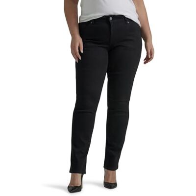 Lee Women's Plus Size Legendary Mid Rise Straight Leg Jean Black 16 Plus Petite Lee Women's Plus Size Legendary Mid Rise Straight Leg Jean Black 16 Plus Petite