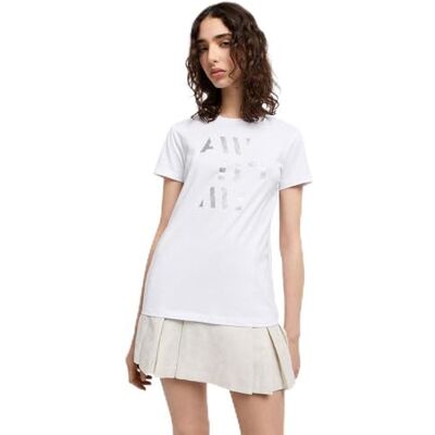 Giorgio Armani Arte Sella, Glitter Logo Lettering T-shirt Femme Giorgio Armani Arte Sella, Glitter Logo Lettering T-shirt Femme