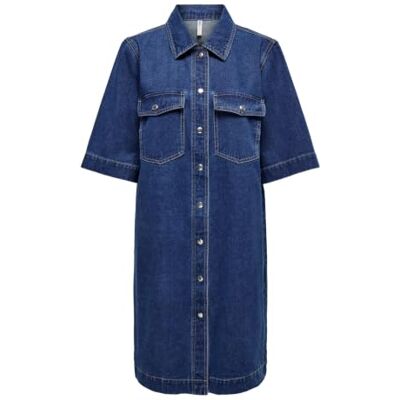 ONLY Onlbelle S/S Robe boutonnée DNM Gua Noos, Bleu foncé denim, M ONLY Onlbelle S/S Robe boutonnée DNM Gua Noos, Bleu foncé denim, M