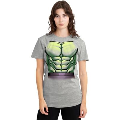 Marvel The Incredible Hulk Costume Ladies T Shirt, Athletic Heather T-shirt Femme Marvel The Incredible Hulk Costume Ladies T Shirt, Athletic Heather T-shirt Femme