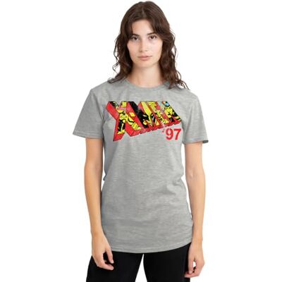 Marvel Xmen 97 Comic Logo Ladies T Shirt, Athletic Heather T-shirt Femme Marvel Xmen 97 Comic Logo Ladies T Shirt, Athletic Heather T-shirt Femme