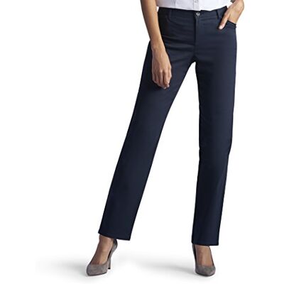 Lee Pantalon à jambes droites jour ~ Tuyau de serrage pour femme Coupe décontractée, Bleu impérial, 48 taille courte Lee Pantalon à jambes droites jour ~ Tuyau de serrage pour femme Coupe décontractée, Bleu impérial, 48 taille courte