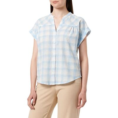 Springfield Chemise à col Mao manches courtes en lin et coton Chemise Femme Springfield Chemise à col Mao manches courtes en lin et coton Chemise Femme