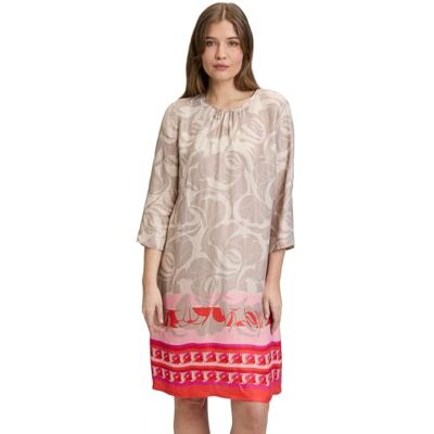 Betty Barclay Robe d'été pour femme avec col rond, Taupe/rouge, 48 Betty Barclay Robe d'été pour femme avec col rond, Taupe/rouge, 48