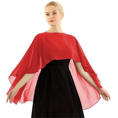 ZGCrumphant Cape de mariée pour femme, douce et légère, châle en mousseline de soie, haute basse, longue, formelle, enveloppante, soirée, pour bal de fin d'année, noir blanc style rétro ZGCrumphant Cape de mariée pour femme, douce et légère, châle en mousseline de soie, haute basse, longue, formelle, enveloppante, soirée, pour bal de fin d'année, noir blanc style rétro