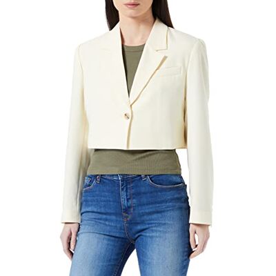 JACK & JONES JJXX JXMary Blazer court pour femme, Beige, L JACK & JONES JJXX JXMary Blazer court pour femme, Beige, L