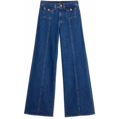7 For All Mankind Lotta Artifact avec poches patch et couture, Bleu moyen., 27W 7 For All Mankind Lotta Artifact avec poches patch et couture, Bleu moyen., 27W
