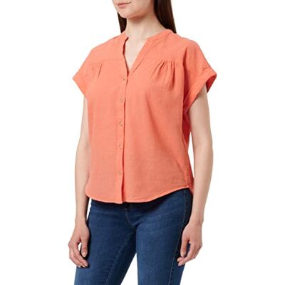 Springfield Chemise à col Mao manches courtes en lin et coton Chemise Femme Springfield Chemise à col Mao manches courtes en lin et coton Chemise Femme