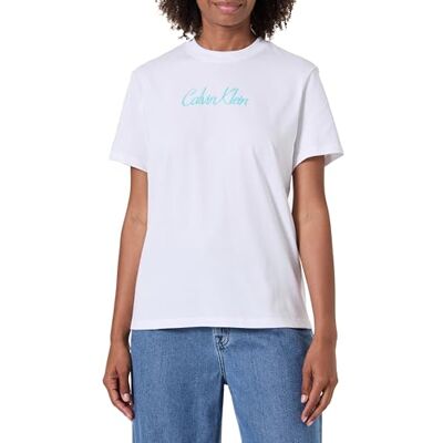 Calvin Jeans SS 20s Classic Logo TEE LV047C854G T-shirts graphiques pour femme, blanc (blanc brillant), taille M, Blanc brillant, M Calvin Jeans SS 20s Classic Logo TEE LV047C854G T-shirts graphiques pour femme, blanc (blanc brillant), taille M, Blanc brillant, M