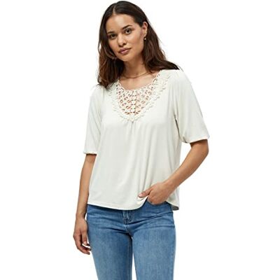 Desires T- Shirt en Crochet à Manches 2/4 Femme, Gardénia, M Desires T- Shirt en Crochet à Manches 2/4 Femme, Gardénia, M
