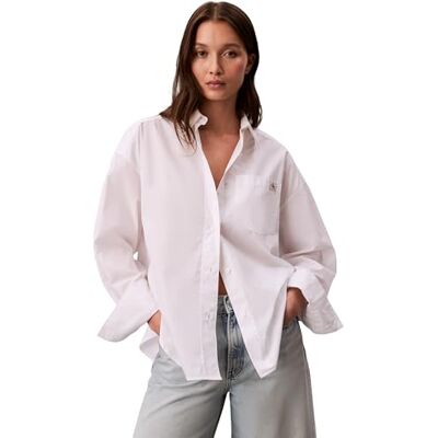 Calvin Chemise courte en popeline de coton pour femme, Wove LV047F148G Autres chemises, blanc (blanc brillant), XS Calvin Chemise courte en popeline de coton pour femme, Wove LV047F148G Autres chemises, blanc (blanc brillant), XS