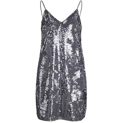 JACK & JONES Jxsia WVN Robe à paillettes avec col en V, phantom, XS JACK & JONES Jxsia WVN Robe à paillettes avec col en V, phantom, XS
