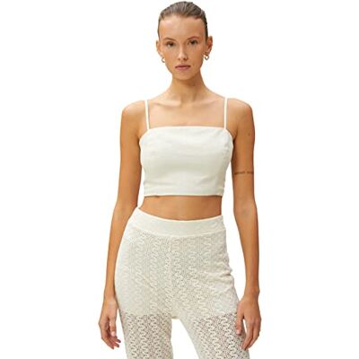 Koton Blouse courte mélangée en lin T-shirt Femme Koton Blouse courte mélangée en lin T-shirt Femme