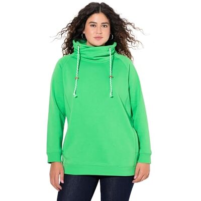 Ulla Popken Sweat-shirt grande taille pour femme, grandes tailles, col montant large, poches, manches longues raglan, vert menthe, 48-50 Ulla Popken Sweat-shirt grande taille pour femme, grandes tailles, col montant large, poches, manches longues raglan, vert menthe, 48-50
