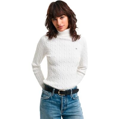 GANT Câble en Coton Stretch À Col Roulé Sweater Femme GANT Câble en Coton Stretch À Col Roulé Sweater Femme