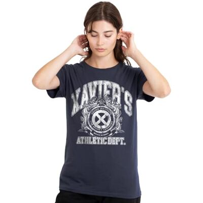 Marvel Xmen Professor Xaviers Athletic Dept White Ladies T Shirt, Deep Navy T-shirt Femme Marvel Xmen Professor Xaviers Athletic Dept White Ladies T Shirt, Deep Navy T-shirt Femme