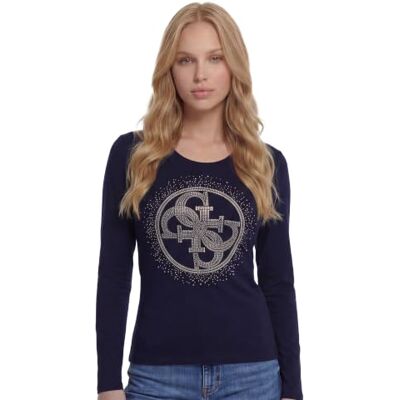 GUESS Ls Cn 4g Round Crystals Logo T LS CN 4G T-shirt avec logo rond en cristal Femme (lot de 1) GUESS Ls Cn 4g Round Crystals Logo T LS CN 4G T-shirt avec logo rond en cristal Femme (lot de 1)