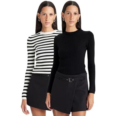 DeFacto Pullover Damen Langarm Blusen & Tuniken Pullover Damen Winter Sweater Blouse Femme DeFacto Pullover Damen Langarm Blusen & Tuniken Pullover Damen Winter Sweater Blouse Femme