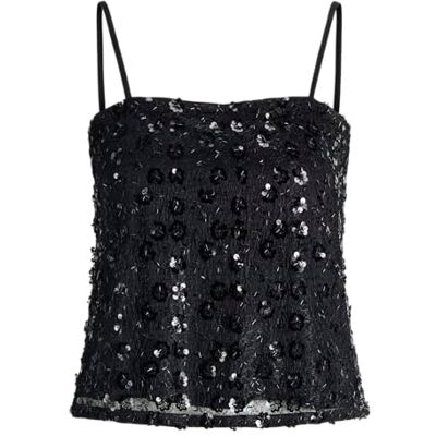 JACK & JONES Jxdream WVN Haut à paillettes, Noir, XL JACK & JONES Jxdream WVN Haut à paillettes, Noir, XL