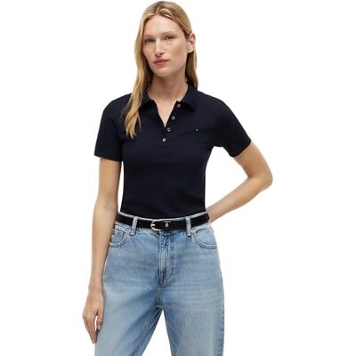 Tommy Hilfiger 1985 Slim Pique Polo SS Polos S/S Femme Tommy Hilfiger 1985 Slim Pique Polo SS Polos S/S Femme