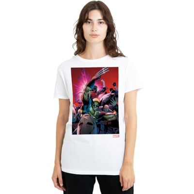 Marvel Xmen Wolverine Nightcrawler Cover Ladies T Shirt, White T-shirt Femme Marvel Xmen Wolverine Nightcrawler Cover Ladies T Shirt, White T-shirt Femme