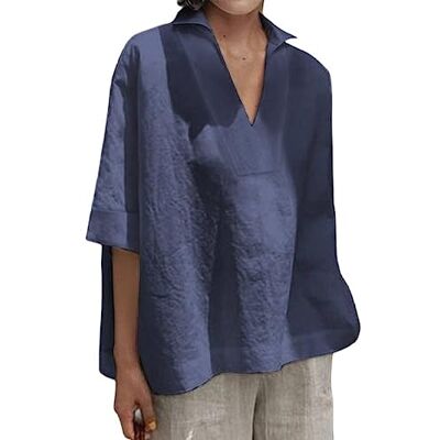 TOMPPY Chemises Femme, Chemisier en Lin pour Femmes Surdimensionné, Plus la Taille Simple Pull Col En V Chemises Top Décontracté Lâche Demi Manches Tunique Haut Léger Et Aérieux Tops d'Été pour Femmes TOMPPY Chemises Femme, Chemisier en Lin pour Femmes Surdimensionné, Plus la Taille Simple Pull Col En V Chemises Top Décontracté Lâche Demi Manches Tunique Haut Léger Et Aérieux Tops d'Été pour Femmes