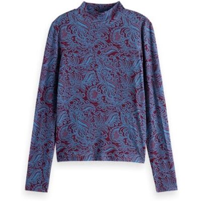 Scotch & Soda All Over Printed Mock Neck Ls T-shirt T-shirt Femme (lot de 1) Scotch & Soda All Over Printed Mock Neck Ls T-shirt T-shirt Femme (lot de 1)
