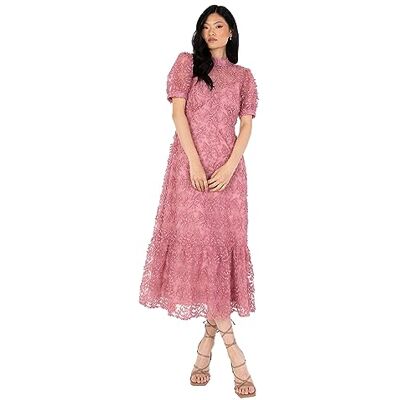 Maya Deluxe Robe brodée à paillettes pour femme Midaxi Floral col haut pour invitées de mariage, bal, soirée cocktail Maya Deluxe Robe brodée à paillettes pour femme Midaxi Floral col haut pour invitées de mariage, bal, soirée cocktail