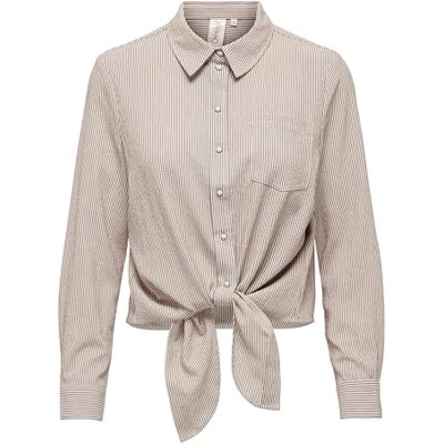 ONLY Onllecey Ls Knot Shirt Noos Blouse pour femme, Noix de coco grillées., M ONLY Onllecey Ls Knot Shirt Noos Blouse pour femme, Noix de coco grillées., M