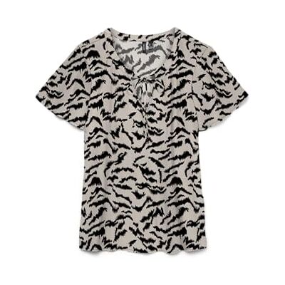 VERO MODA Vmmenny String SS Top Wvn Ga, revêtement argent, S femme VERO MODA Vmmenny String SS Top Wvn Ga, revêtement argent, S femme
