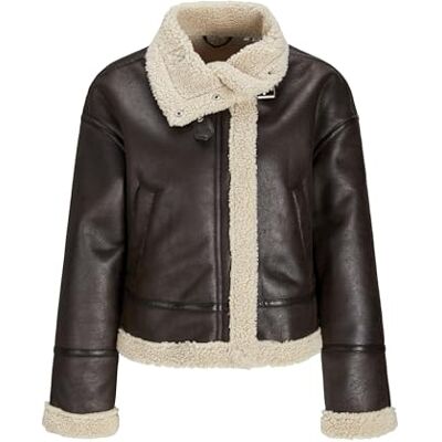 JACK & JONES JJXX Veste Jxyolanda en peau de mouton synthétique JKT OTW pour femme, Java, L JACK & JONES JJXX Veste Jxyolanda en peau de mouton synthétique JKT OTW pour femme, Java, L