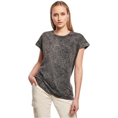 Build Your Brand Ladies Acid Washed Extended Shoulder Tee T-shirt Femme Build Your Brand Ladies Acid Washed Extended Shoulder Tee T-shirt Femme