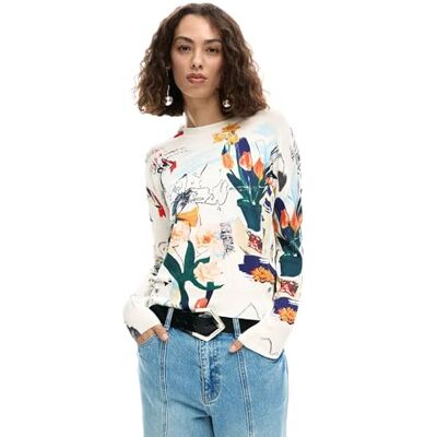 Desigual Pull de la collection pour femme, blanc cassé, taille XL Desigual Pull de la collection pour femme, blanc cassé, taille XL