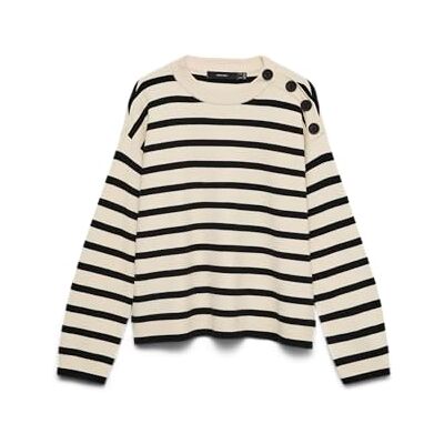 VERO MODA Vmsaba Ls O-neck Button Pullover Ga Noos Pull en tricot Femme VERO MODA Vmsaba Ls O-neck Button Pullover Ga Noos Pull en tricot Femme