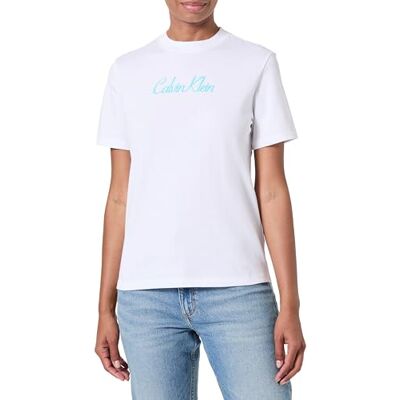 Calvin Jeans SS 20s Classic Logo TEE LV047C854G T-shirts graphiques pour femme, blanc (blanc brillant), taille XS, Blanc brillant, XS Calvin Jeans SS 20s Classic Logo TEE LV047C854G T-shirts graphiques pour femme, blanc (blanc brillant), taille XS, Blanc brillant, XS